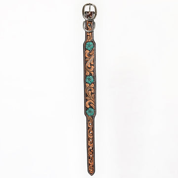 BAR H EQUINE Ella Young Turquoise Flower Hand Painted Western Leather Dog Collar